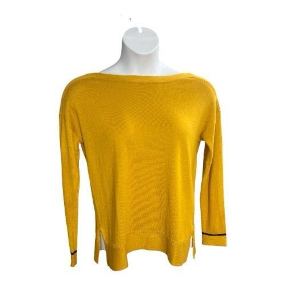 Joules Ladies Vivianna Slash Boat Neck Knit Top Sweater Size 8 Ochre Gold Yellow